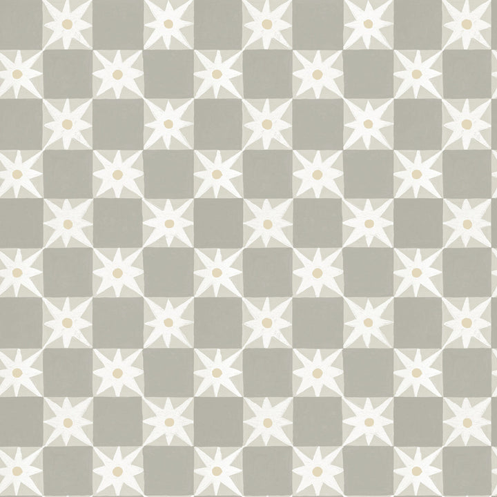 Stardust Warm Grey Checkerboard Peel & Stick Wallpaper by York Wallcoverings Mirth Studios Covers about 34.2 square feet 20.5-in by 20-ft long roll Peel & Stick 20.5 - Fabric Carolina -