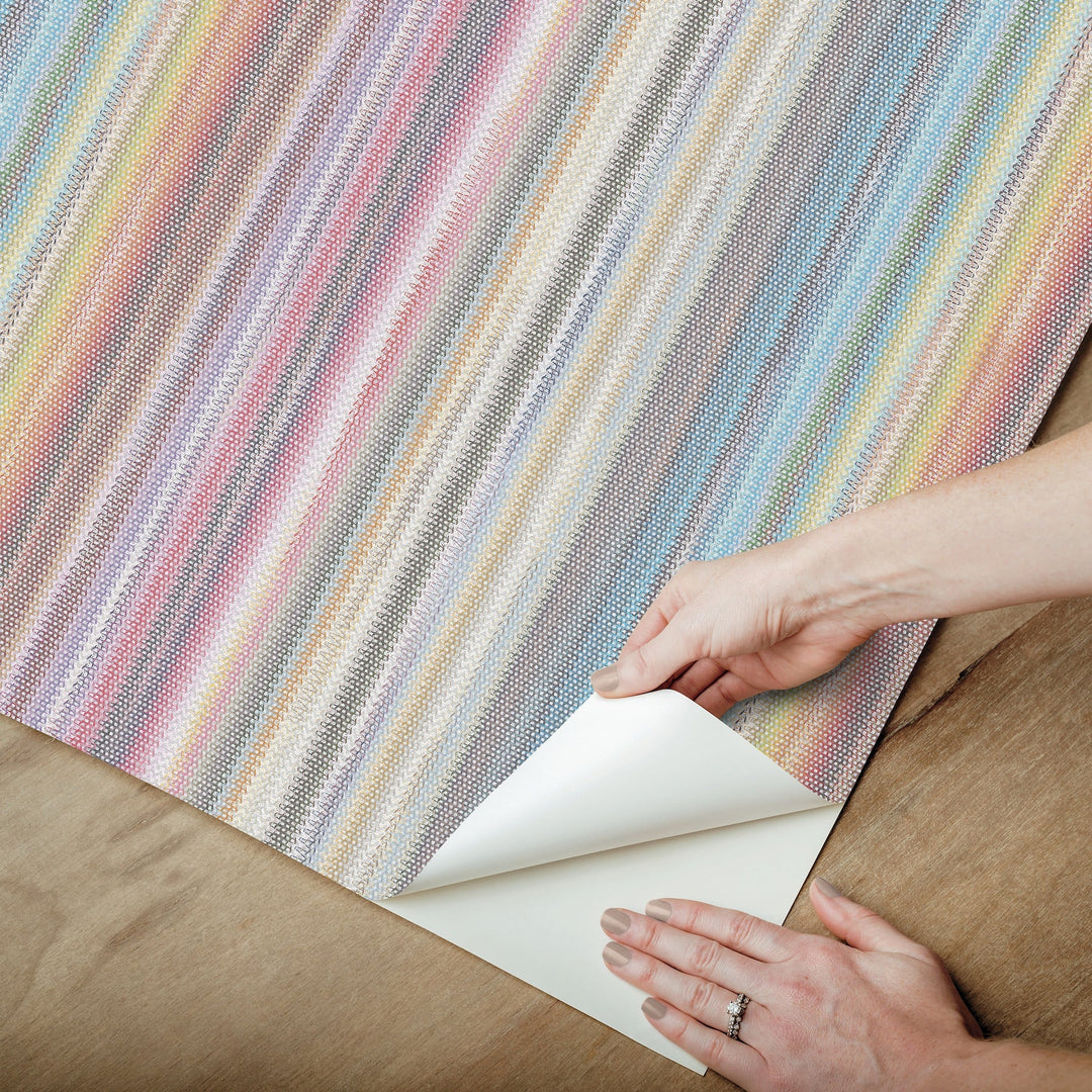 Striped Sunset Rainbow Peel & Stick Wallpaper by York Wallcoverings Designer