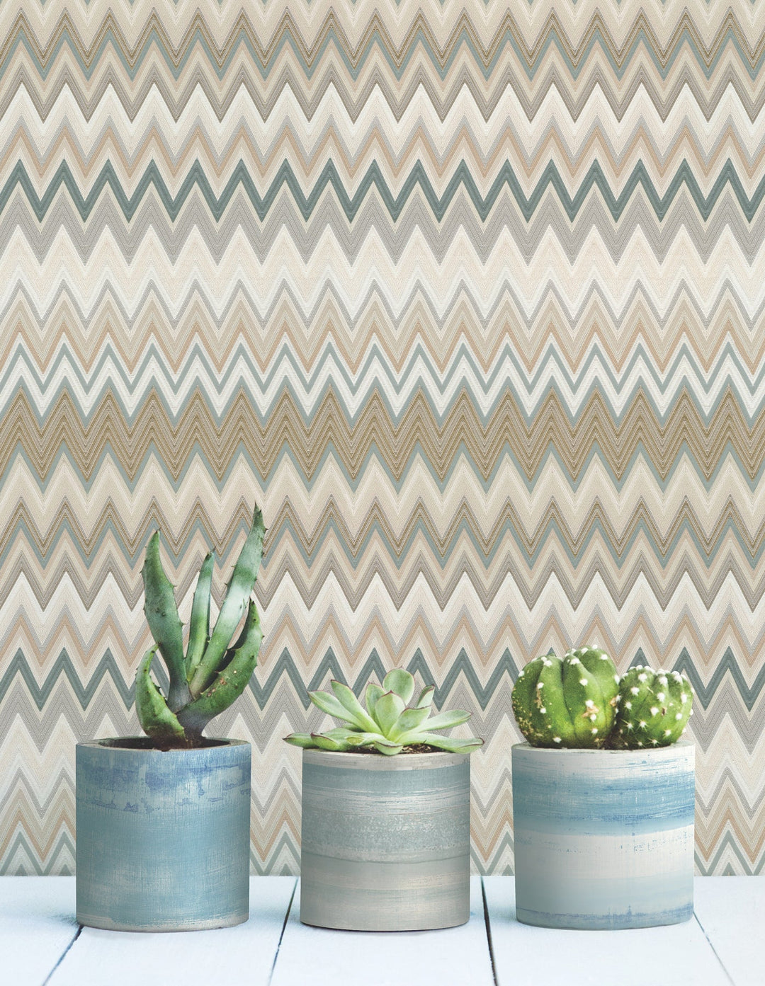 Zig Zag Green Peel & Stick Wallpaper by York Wallcoverings Designer