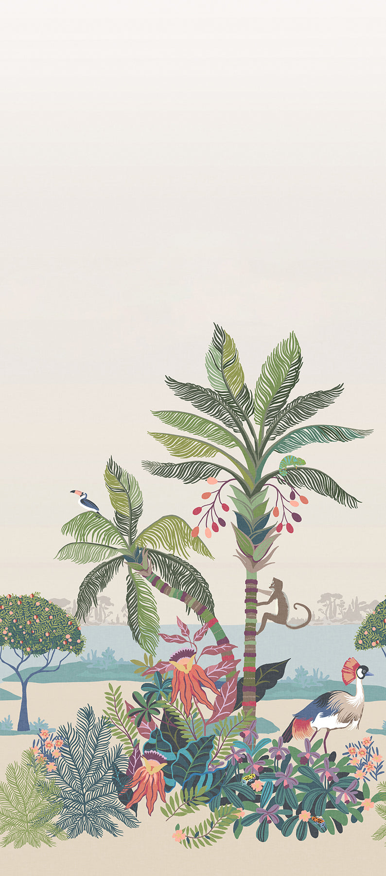 Tropical Lagoon Earthy Premium Peel and Stick Wall Mural by York Wallcoverings Designer