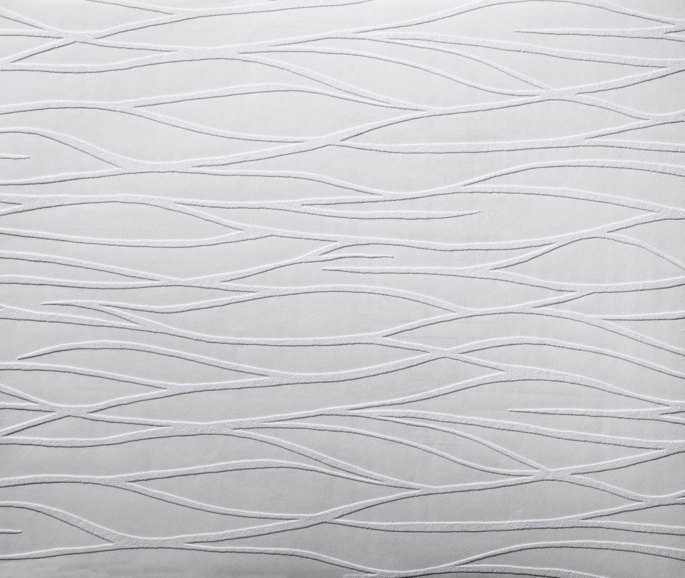 Organic Waves Paintable White Wallpaper by York Wallcoverings Paintables Covers about 57.8 square feet 21-in by 33-ft long roll Unpasted 3.1 - Fabric Carolina -