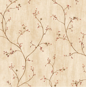 Felicia Sand Star Berry Vine Wallpaper by Chesapeake