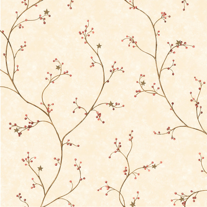 Felicia Rose Star Berry Vine Wallpaper by Chesapeake Pure Country Covers about 56.4 square feet 20.5-in by 33-ft long roll Prepasted 20.5 - Fabric Carolina -