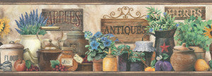 Brittany Black Herbs Antiques Portrait Wallpaper by Chesapeake
