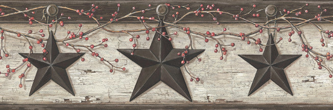 Ennis Grey Rustic Barn Star Wallpaper by Chesapeake Pure Country Covers about 7.5 square feet 6-in by 15-ft long roll Prepasted 0 - Fabric Carolina -
