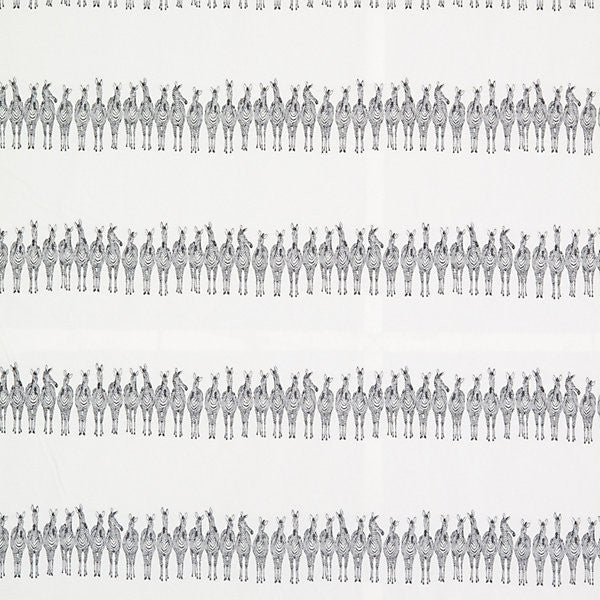 Zebras On Parade/Black/White 8691-001 by Old World Weavers Fabric STOCKED AT SCALAMANDRE WAREHOUSE 54% VISCOSE|46% COTTON ITALY MEDIUM DUTY Horizontal: 14.5" and Vertical: 7.25" 55" - Fabric Carolina -