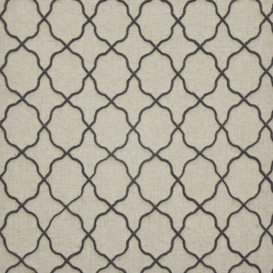 Queen Anne # 651 Graphite by Maxwell Fabric COLOR WAVES-NOMAD 65% POLYESTER/23% RAYON 12% LINEN INDIA V-3.75"H-2.6" 54"EMB51.5 - Fabric Carolina -