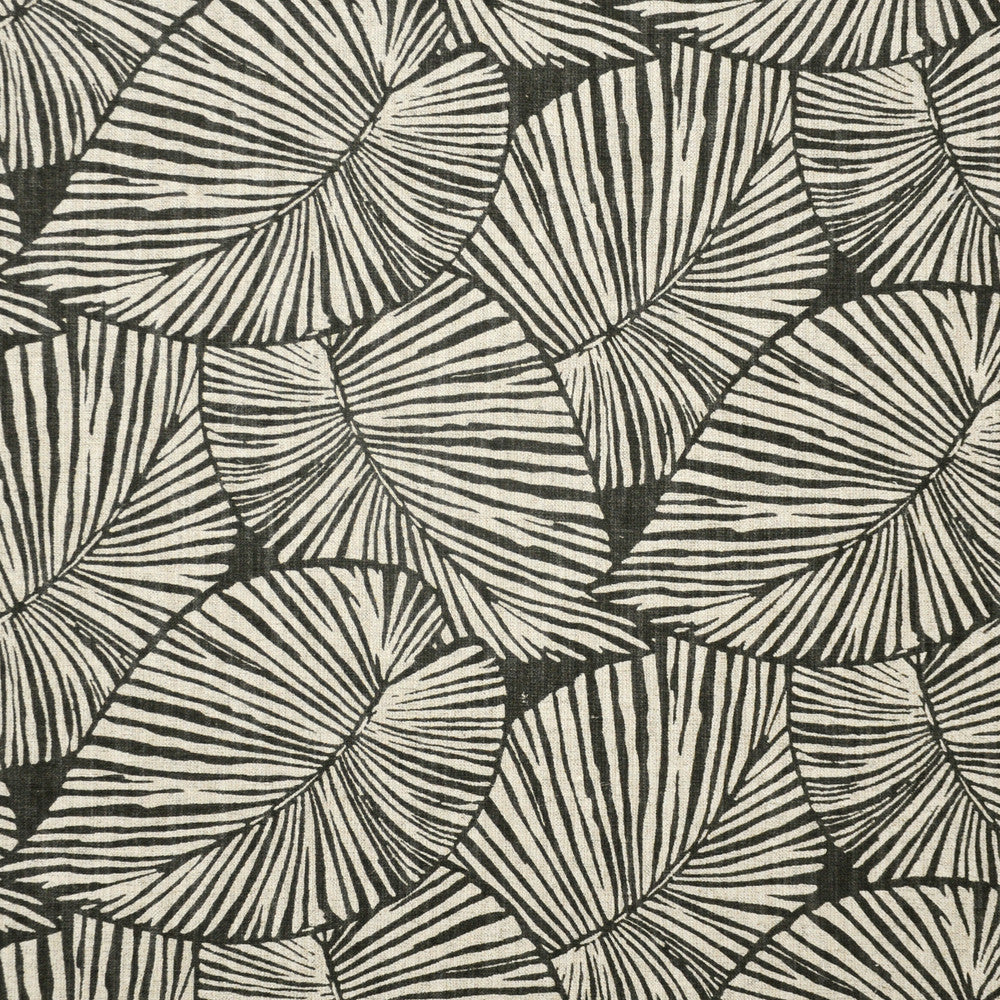 Queen Palm # 703 Charcoal by Maxwell Fabric COLOR THEORY-VOL.V CAFFE LATTE 75% COTTON/25% LINEN PAKISTAN See sample </p><p>Repeat: Horizontal: 13.5" and Vertical: & 54" - Fabric Carolina -