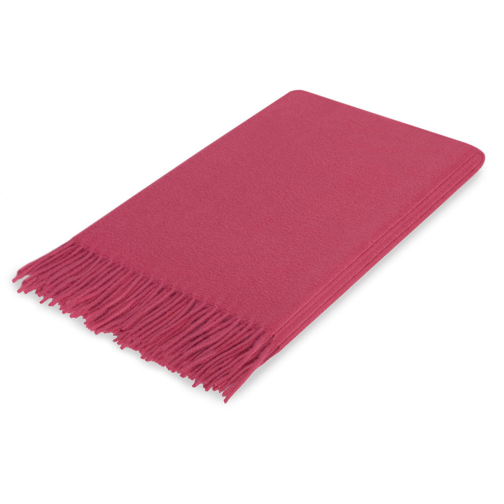 Lusuosso Cashmere Throw QR-10006.BERRY.0 by CuratedKravet CuratedKravet 100% cashmere finished with natural brushing made with thistels. 360 gram/sq meter. Made in Italy. Italy Dry clean only. </p><p>Dimensions: Length 55, Height , Width 70 Cashmere - 100% - Fabric Carolina -