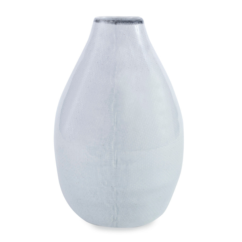 Demi Vase QR-16976.GRAYBLK.0 by CuratedKravet CuratedKravet A handpainted, earthenware vase with a gray glaze and a black rim detail. Due to the handmade nature of this product, variation is to be expected from piece to piece. This vase is not watertight. Portugal HANDWASH ONLY. </p><p>Dimensions: Length 8, Height 12.25, Width 8 Ceramic - 100% - Fabric Carolina -