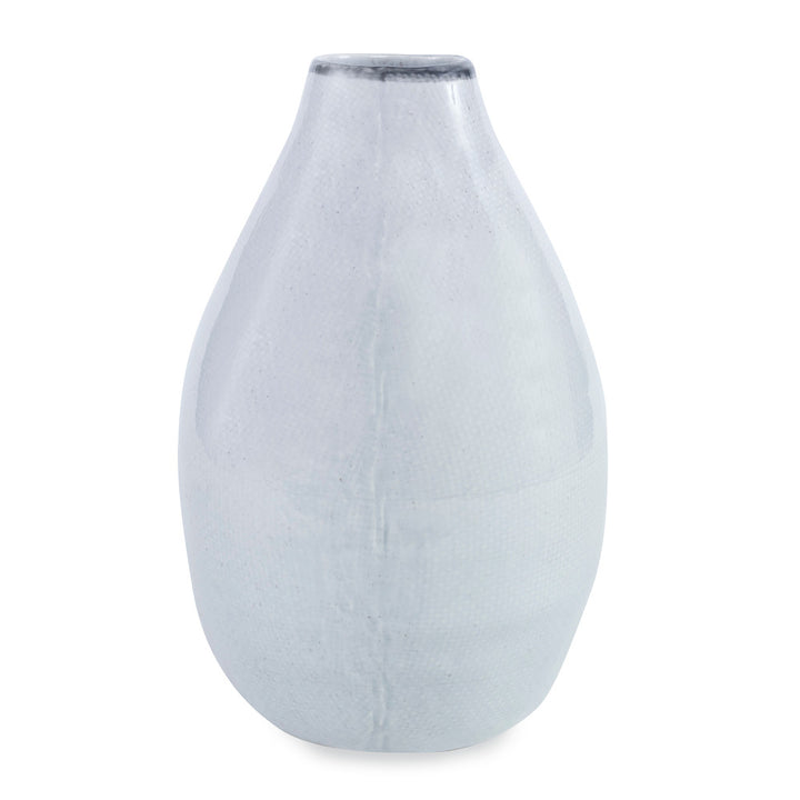 Demi Vase QR-16976.GRAYBLK.0 by CuratedKravet CuratedKravet A handpainted, earthenware vase with a gray glaze and a black rim detail. Due to the handmade nature of this product, variation is to be expected from piece to piece. This vase is not watertight. Portugal HANDWASH ONLY. </p><p>Dimensions: Length 8, Height 12.25, Width 8 Ceramic - 100% - Fabric Carolina -
