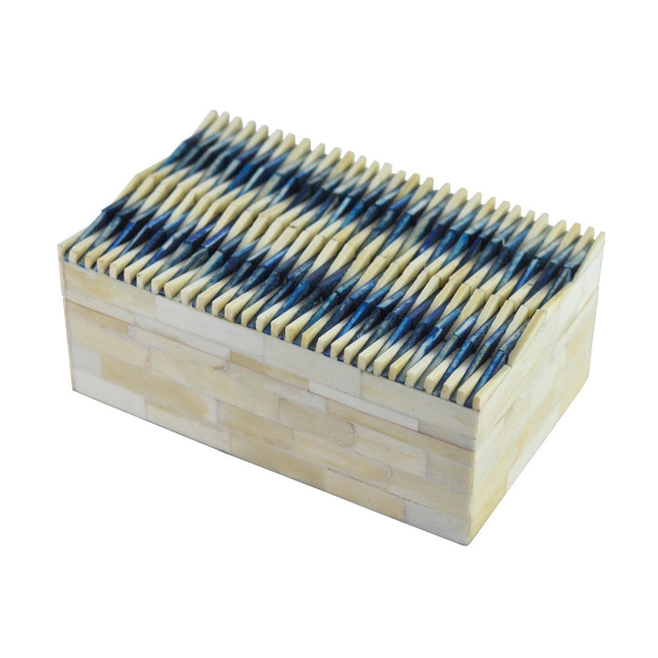 Yuma Box QR-18264.NATURAL.0 by CuratedKravet CuratedKravet A bone box with spike bone details on the lid. India DUST LIGHTLY WITH A SOFT, DRY CLOTH. </p><p>Dimensions: Length 8, Height 3, Width 5 Bone - 50%, Mdf - 50% - Fabric Carolina -