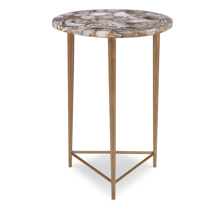 Aurora Side Table QR-18269.NTRLGOLD.0 by CuratedKravet CuratedKravet A round side table with a natural gray agate tabletop and steel base with gold electroplating. India DUST LIGHTLY WITH A SOFT, DRY CLOTH. </p><p>Dimensions: Length 16, Height 24, Width 16 - Fabric Carolina -