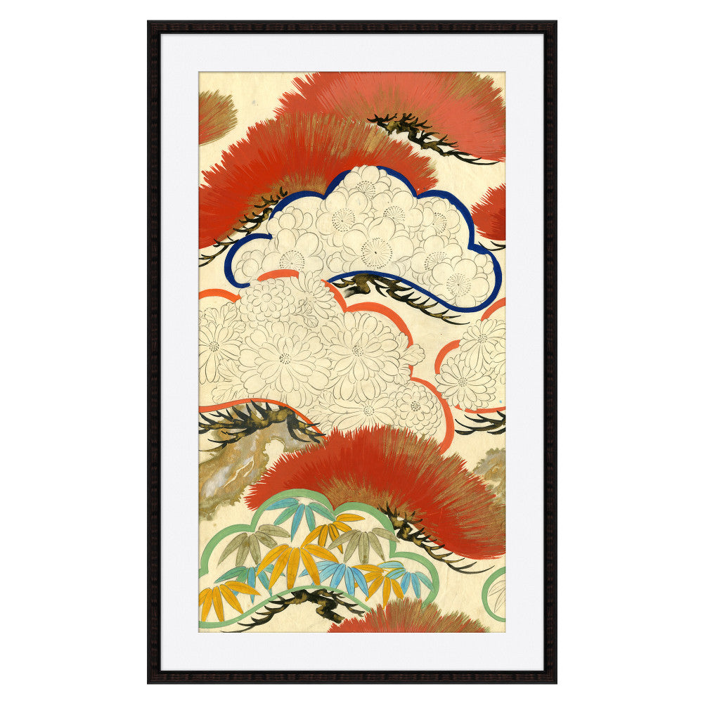 Color Bonsai I QR-18288.BONSAII.0 by CuratedKravet CuratedKravet Limited edition print of an antique Japanese textile document from a collection housed in Kravet's vast archives in Bethpage, New York. Each piece comes with a certificate of authenticity. Made to order in the USA. United States Wipe with a damp cloth. </p><p>Dimensions: Length 30.75, Height 49.75, Width 1 - Fabric Carolina -