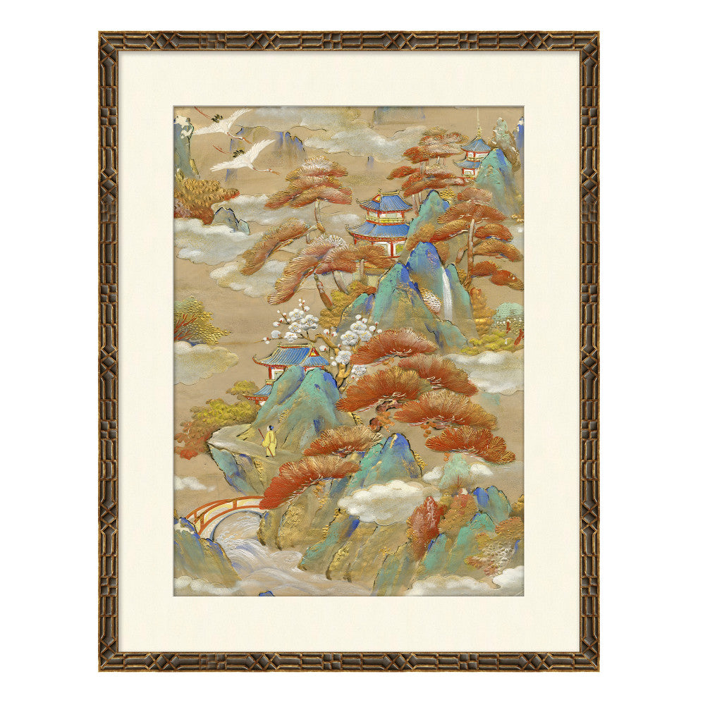 Landscapes I QR-18291.LANDSCAPE1.0 by CuratedKravet CuratedKravet Limited edition print of an antique Japanese textile document from a collection housed in Kravet's vast archives in Bethpage, New York. Each piece comes with a certificate of authenticity. United States Wipe with a damp cloth. </p><p>Dimensions: Length 21.5, Height 27.5, Width 1.75 - Fabric Carolina -