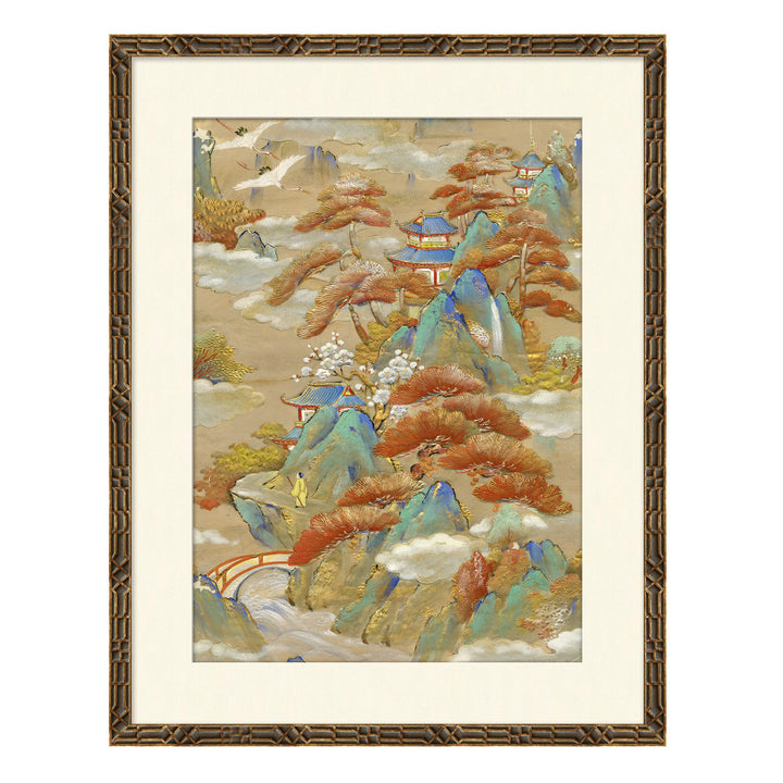Landscapes I QR-18291.LANDSCAPE1.0 by CuratedKravet CuratedKravet Limited edition print of an antique Japanese textile document from a collection housed in Kravet's vast archives in Bethpage, New York. Each piece comes with a certificate of authenticity. United States Wipe with a damp cloth. </p><p>Dimensions: Length 21.5, Height 27.5, Width 1.75 - Fabric Carolina -