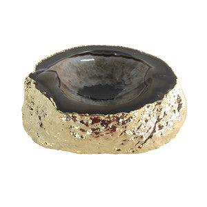 Noemi Polished Agate Bowl, Black/Gold QR-18379.BLACKGOLD.0 by CuratedKravet