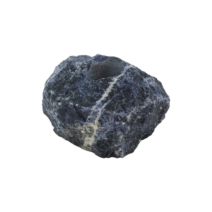 Joao Blue Sodalite Votive Holder QR-18403.BLUE.0 by CuratedKravet CuratedKravet A natural blue sodalite votive holder. Due to the natural material, size, shape and color will vary. The votive holder will range in sizes from: 3"-4.5"L x 3"-4.5"W x 2"-2.75"H. Brazil DUST LIGHTLY. </p><p>Dimensions: Length , Height , Width Stone - 95%, Poly Resin - 5% - Fabric Carolina -