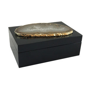 Guilherme Large Agate Box, Black/Natural QR-18412.NATBLKGLD.0 by CuratedKravet