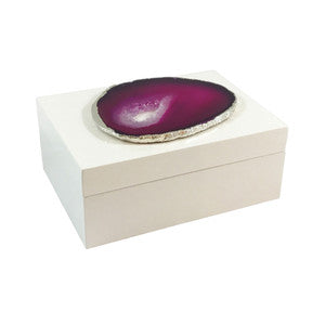 Emiliano Small Agate Box, White/Pink QR-18413.WHTPINKSLV.0 by CuratedKravet