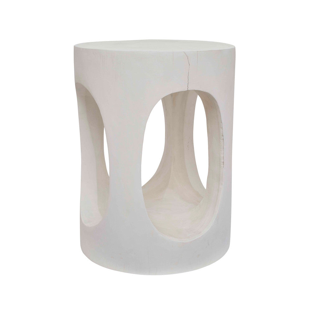Maisel Stool QR-20169.WHITE.0 by CuratedKravet CuratedKravet Handcrafted carved wooden stool with a white finish. Variances in size can occur from piece to piece adding to each one's character and charm. Thailand </p><p>Dimensions: Length 13.5, Height 19.75, Width 13.5 - Fabric Carolina -