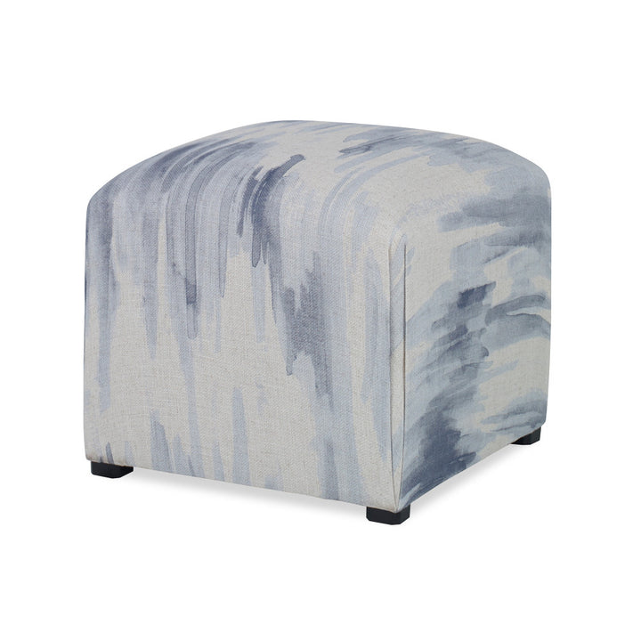 Siobhan Ottoman, Awash QR-20284.WATER.0 by CuratedKravet CuratedKravet An upholstered ottoman in Kravet's AWASH.516. Detailed with four espresso-colored feet and a rounded, cushioned top. United States </p><p>Dimensions: Length 17, Height 16, Width 17 - Fabric Carolina -