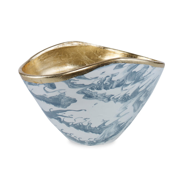 Modena Bowl QR-20521.GRAYGOLD.0 by CuratedKravet CuratedKravet A porcelain bowl featuring a swirled gray and white painted design on the exterior, contrasted by a gold leafed interior. Due to the handmade nature of this bowl, variation is to be expected. Italy </p><p>Dimensions: Length 10.5, Height 6.25, Width 8.75 Ceramic - 100% - Fabric Carolina -