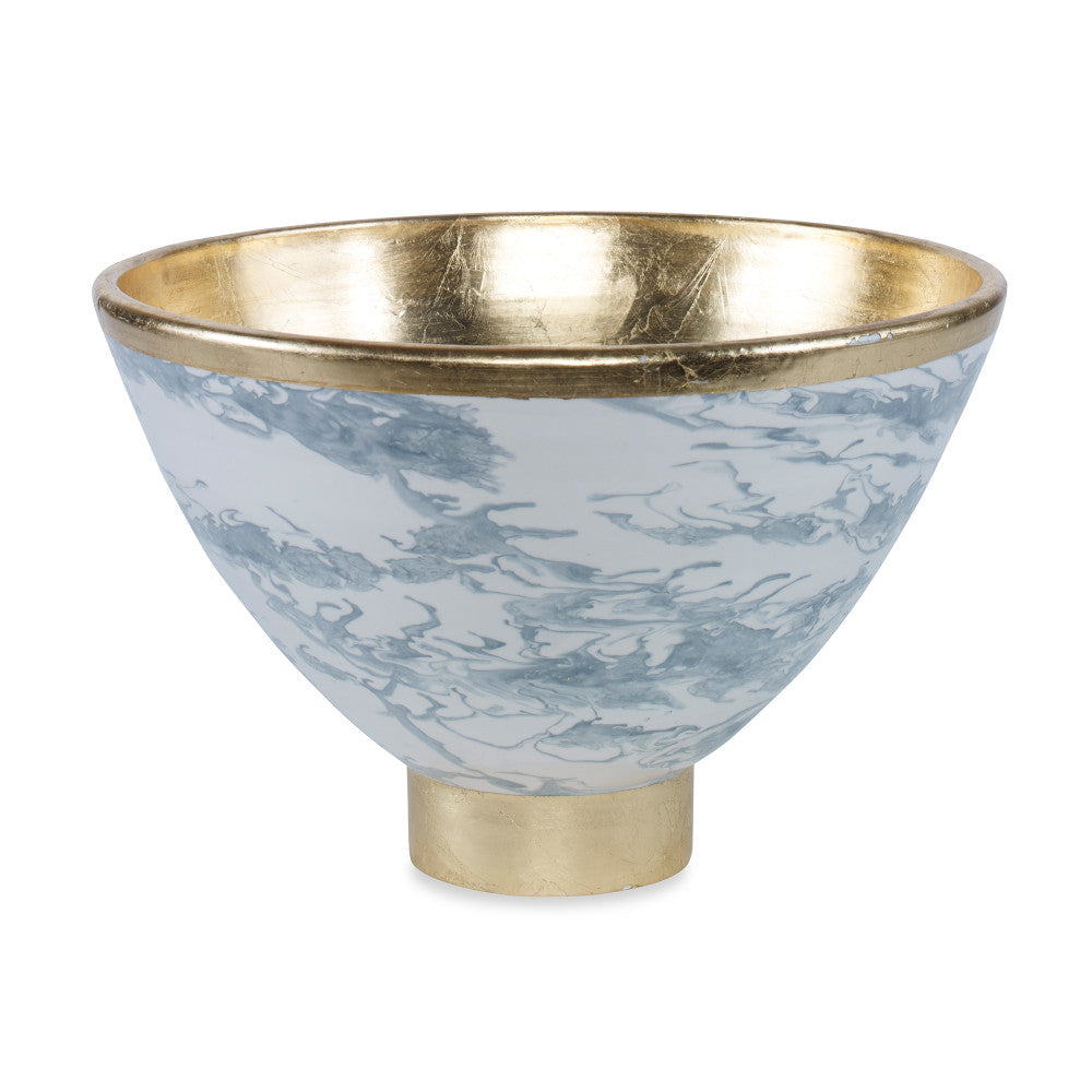 Catania Bowl QR-20523.GRAYGOLD.0 by CuratedKravet CuratedKravet A porcelain bowl featuring a swirled gray and white painted design on the exterior, contrasted by a gold leafed interior and base. Due to the handmade nature of this bowl, variation is to be expected. Italy DUST LIGHTLY WITH A SOFT, DRY CLOTH. </p><p>Dimensions: Length 11.75, Height 8.75, Width 11.75 Ceramic - 100% - Fabric Carolina -