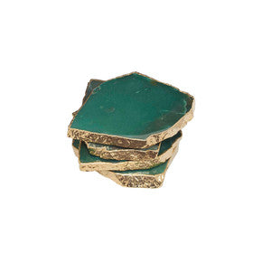 Sunland Green Quartz Coasters, Set Of 4 QR-20652.GRNGOLD.0 by CuratedKravet