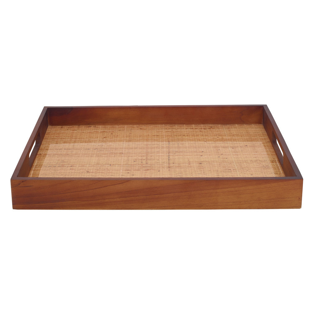 Torrey Tray QR-20804.NATURAL.0 by CuratedKravet CuratedKravet A decorative tray made of layers of transparent resin and natural woven rattan. The wooden frame is detailed with two cut-out handles. Indonesia </p><p>Dimensions: Length 20, Height 2.5, Width 14.25 - Fabric Carolina -