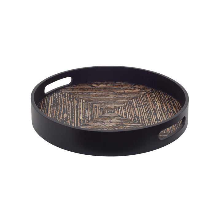 Colina Tray QR-20808.BLKWASH.0 by CuratedKravet CuratedKravet A decorative tray made of woven water hyacinth finished in a black washed stain and coated in a satin finish. The material is cut and arranged in the diamond-like pattern. The black frame is detailed with two cut-out handles. Indonesia </p><p>Dimensions: Length 16.25, Height 2.5, Width 16.25 - Fabric Carolina -