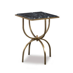 Balin Side Table, Black QR-20965.BLKANTBRSS.0 by CuratedKravet