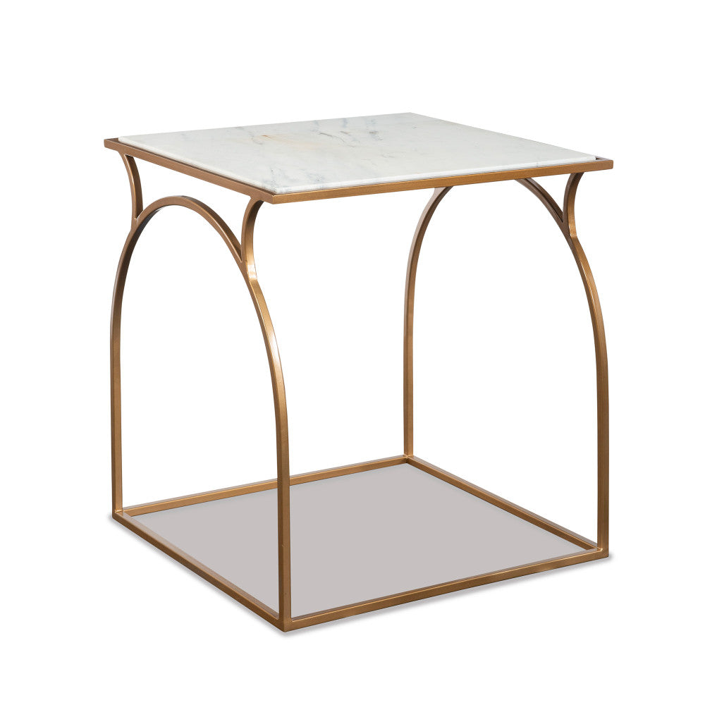 Cecilia Side Table QR-20966.WHTGOLD.0 by CuratedKravet CuratedKravet A brass side table featuring a solid white marble top. Due to the natural material, variation in veining and coloring is to be expected. India </p><p>Dimensions: Length 24, Height 26, Width 24 - Fabric Carolina -