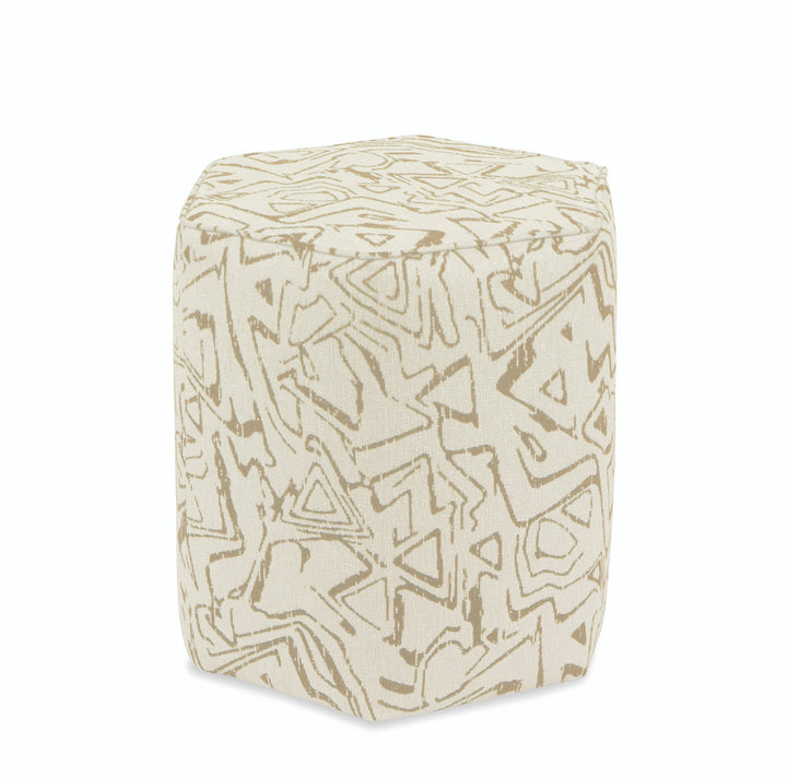 Sorel Ottoman, Cream QR-21007.CREAMNAT.0 by CuratedKravet CuratedKravet A hexagonal upholstered ottoman in Kravet 34955.116. Made in the USA. United States </p><p>Dimensions: Length 19, Height 19, Width 17 - Fabric Carolina -