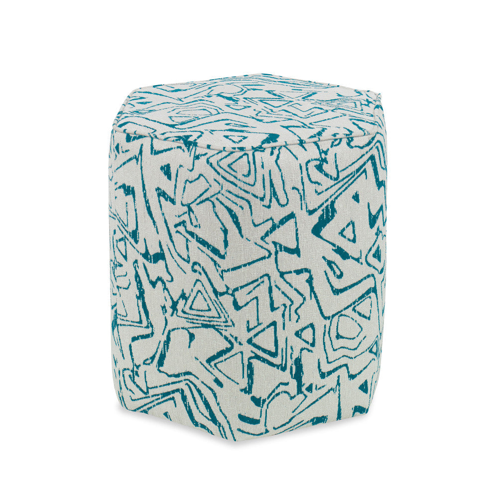 Sorel Ottoman, Teal QR-21007.TEALNAT.0 by CuratedKravet CuratedKravet A hexagonal upholstered ottoman in Kravet 34955.13. Made in the USA. United States </p><p>Dimensions: Length 19, Height 19, Width 17 - Fabric Carolina -