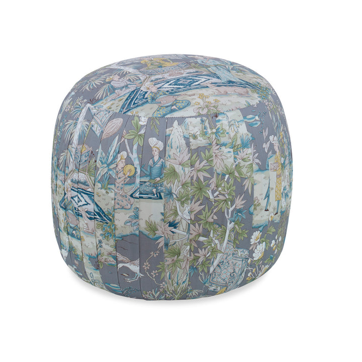 Lena Ottoman, Lodi Garden Gray QR-21009.GREYMULTI.0 by CuratedKravet CuratedKravet An upholstered pleated ottoman in Brunschwig & Fils 8018119.113. Made in the USA. United States </p><p>Dimensions: Length 19, Height 18, Width 19 - Fabric Carolina -