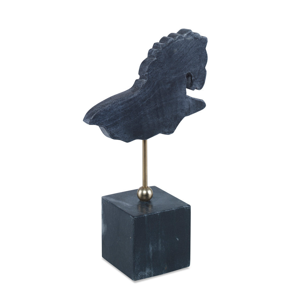 Landry Sculpture, Black QR-21082.BLACK.0 by CuratedKravet CuratedKravet A black marble decorative horse sculpture, detailed with brass accents. Due to the natural material, variation is to be expected. India </p><p>Dimensions: Length 6.25, Height 11, Width 3 Marble - 95%, Metal - 5% - Fabric Carolina -