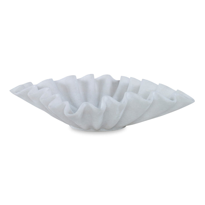 Marcelo Bowl, Large QR-21093.WHITE.0 by CuratedKravet CuratedKravet A large square solid white marble bowl with scalloped edges. Due to the natural material, variation is to be expected. India </p><p>Dimensions: Length 18, Height 5, Width 18 Marble - 100% - Fabric Carolina -
