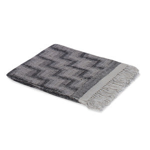 Tryon Linen/Silk Throw QR-21184.GRYBLK.0 by CuratedKravet