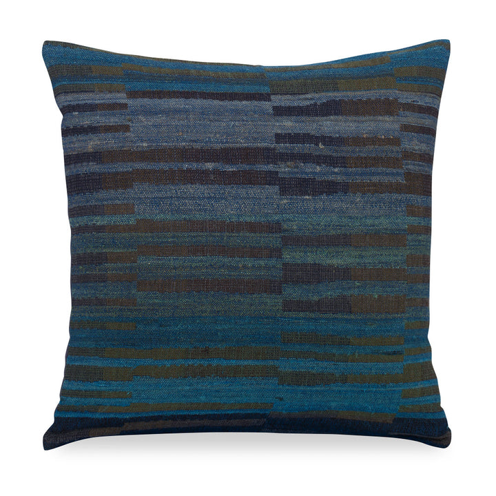 Sailor Pillow QR-21303.BLUGRN.0 by CuratedKravet CuratedKravet Measures 20"H X 20"L. A decorative accent pillow made of wool and silk, woven in India. Includes a 95/5 feather/down insert. India </p><p>Dimensions: Length 20, Height 20, Width Silk - 50%, Wool - 50% - Fabric Carolina -
