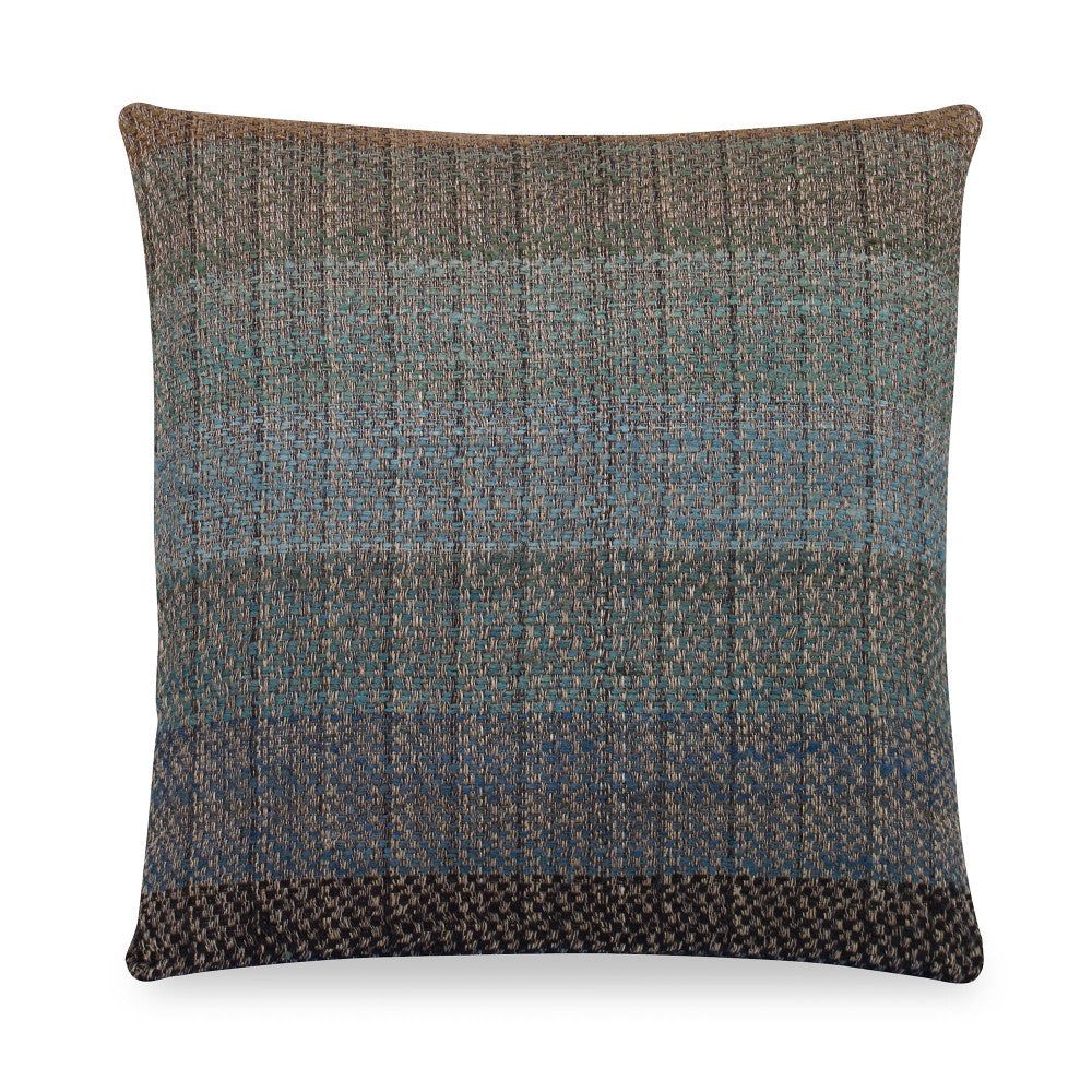 Alexa Pillow QR-21304.MULTIBLU.0 by CuratedKravet CuratedKravet Measures 18"H X 18"L. A decorative accent pillow made of linen and silk, woven in India. Includes a 95/5 feather/down insert. India </p><p>Dimensions: Length 18, Height 18, Width Linen - 50%, Silk - 50% - Fabric Carolina -
