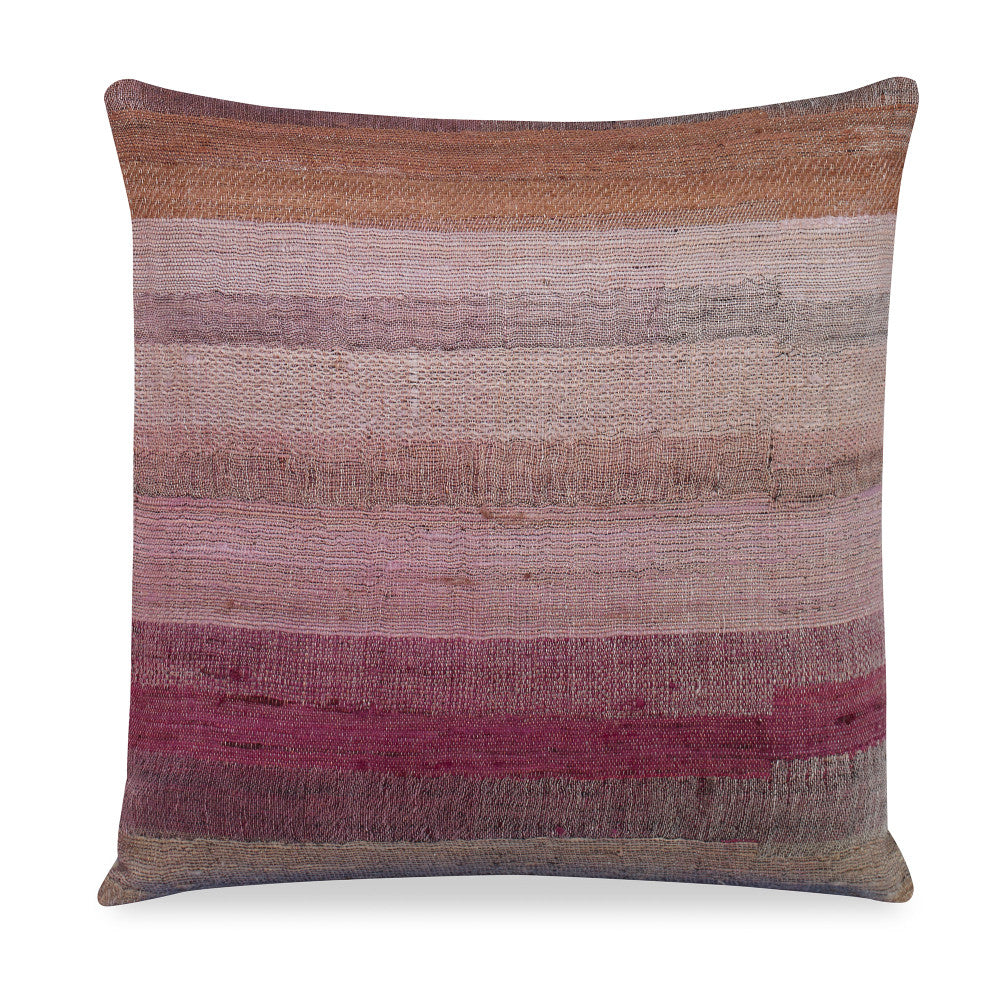 Camille Pillow QR-21309.PINK.0 by CuratedKravet CuratedKravet Measures 20"H X 20"L. A decorative accent pillow made of linen and silk, woven in India. Includes a 95/5 feather/down insert. India </p><p>Dimensions: Length 20, Height 20, Width Linen - 50%, Silk - 50% - Fabric Carolina -