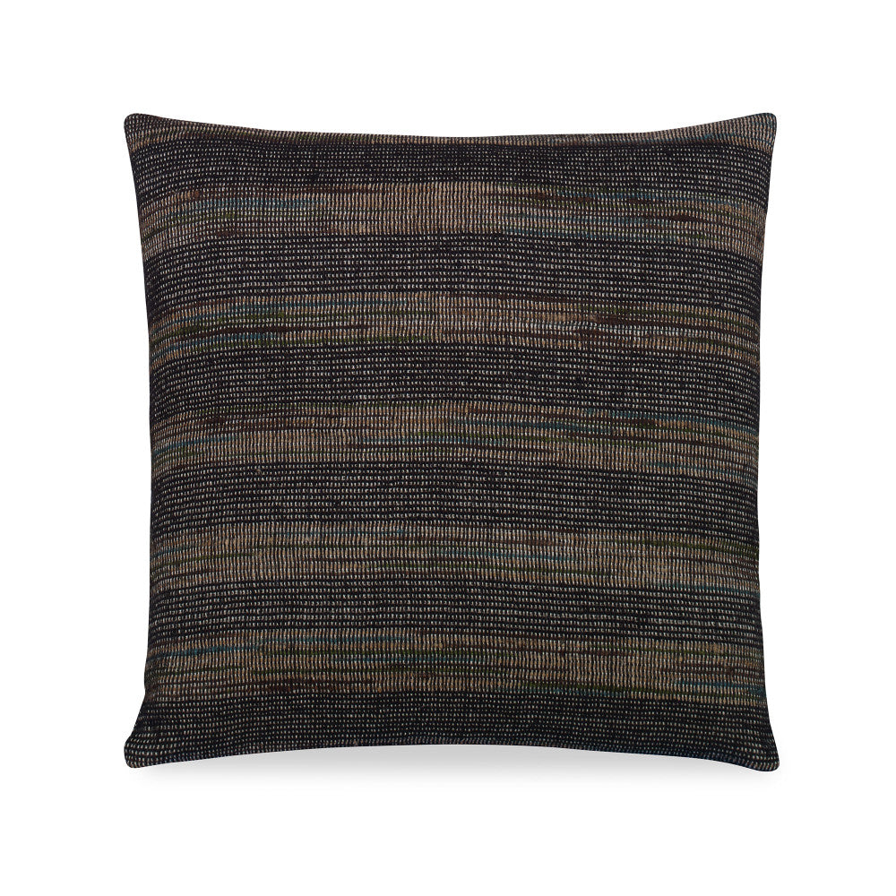 Zane Pillow QR-21313.BLACK.0 by CuratedKravet CuratedKravet Measures 18"H X 18"L. A decorative accent pillow made of linen and silk, woven in India. Includes a 95/5 feather/down insert. India </p><p>Dimensions: Length 18, Height 18, Width Linen - 50%, Silk - 50% - Fabric Carolina -