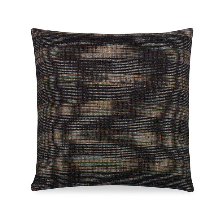 Zane Pillow QR-21313.BLACK.0 by CuratedKravet CuratedKravet Measures 18"H X 18"L. A decorative accent pillow made of linen and silk, woven in India. Includes a 95/5 feather/down insert. India </p><p>Dimensions: Length 18, Height 18, Width Linen - 50%, Silk - 50% - Fabric Carolina -
