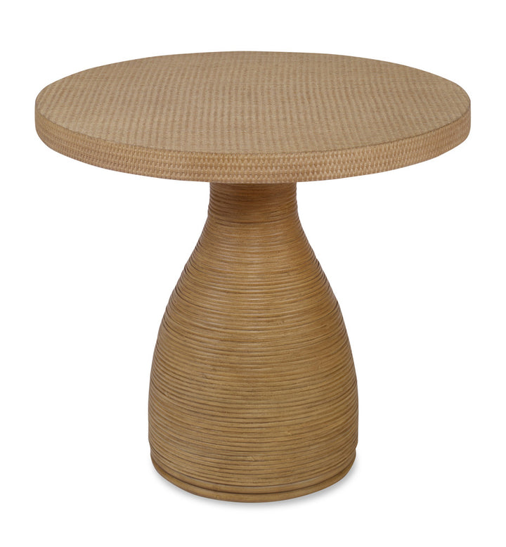 Grace Side Table QR-21359.CANEMATT.0 by CuratedKravet CuratedKravet A round accent table made of rattan and cane matting. Due to the natural material, variation in color is to be expected. Philippines DUST LIGHTLY WITH A SOFT, DRY CLOTH. </p><p>Dimensions: Length 24, Height 22, Width 24 - Fabric Carolina -