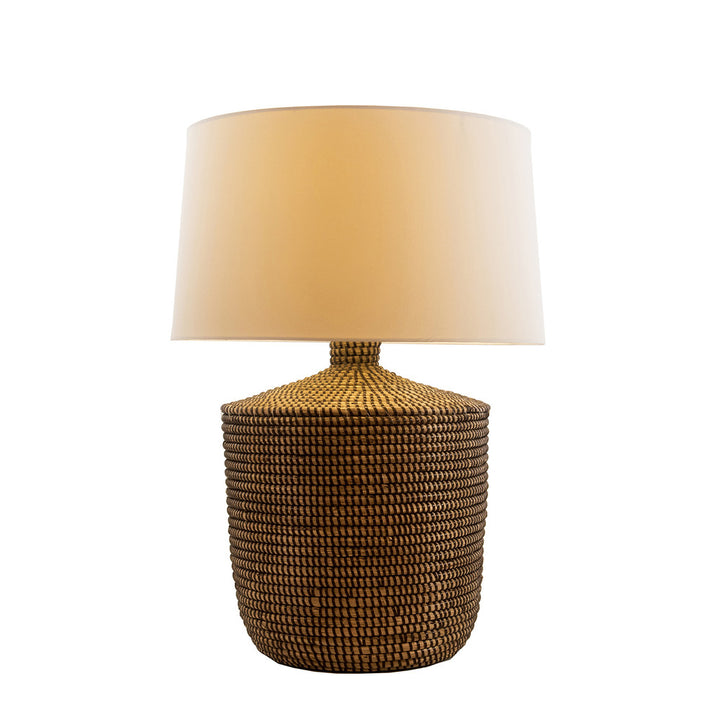 Cassone Table Lamp QR-21382.NATURAL.0 by CuratedKravet CuratedKravet A natural seagrass table lamp, topped with a white cotton shade. Due to the natural material, variation in color is to be expected. Thailand </p><p>Dimensions: Length 17.75, Height 25.25, Width 17.75 Seagrass - 85%, Cotton - 10%, Metal - 5% - Fabric Carolina -