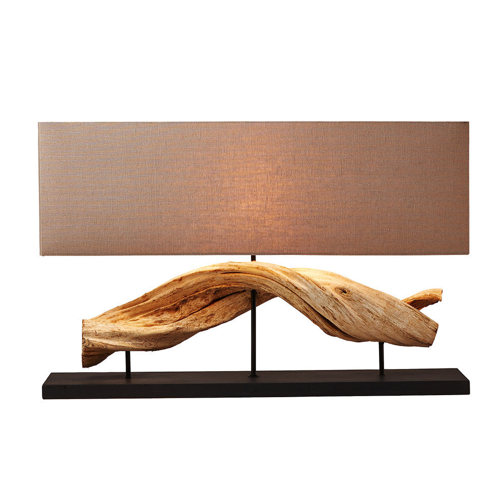 Tahoe Table Lamp QR-21388.NATURAL.0 by CuratedKravet CuratedKravet A table lamp made of natural wood vine mounted on a black base, topped with a rectangular coarse linen shade. Due to the natural material, no two lamps will be the same. Thailand </p><p>Dimensions: Length 31.5, Height 20.75, Width 7.75 Wood - 75%, Linen - 15%, Metal - 10% - Fabric Carolina -