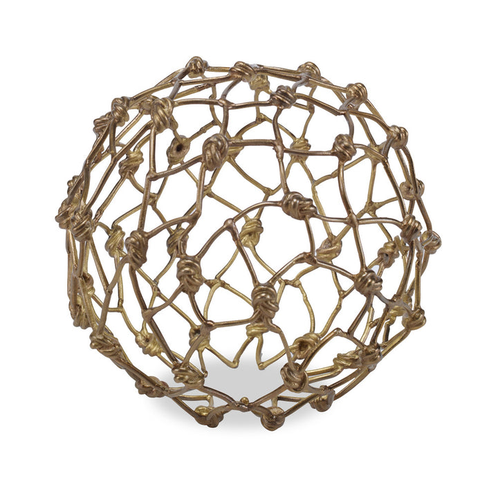 Braman Sculpture QR-21396.BRNPATINA.0 by CuratedKravet CuratedKravet A decorative brass orb sculpture composed of twisted knots, finished with a brown patina. India </p><p>Dimensions: Length 7.75, Height 7.75, Width 7.75 Brass - 100% - Fabric Carolina -