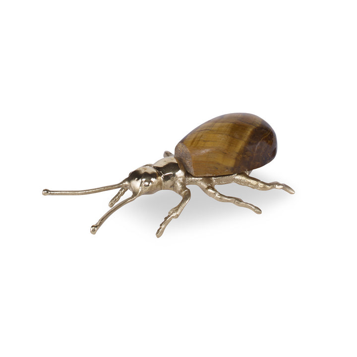 Meera Brass Ant QR-21399.BRSTGREYE.0 by CuratedKravet CuratedKravet A decorative ant sculpture made of brass and tiger eye stone, detailed with matte brass highlights. India </p><p>Dimensions: Length 3.5, Height 1, Width 2 Brass - 50%, Stone - 50% - Fabric Carolina -