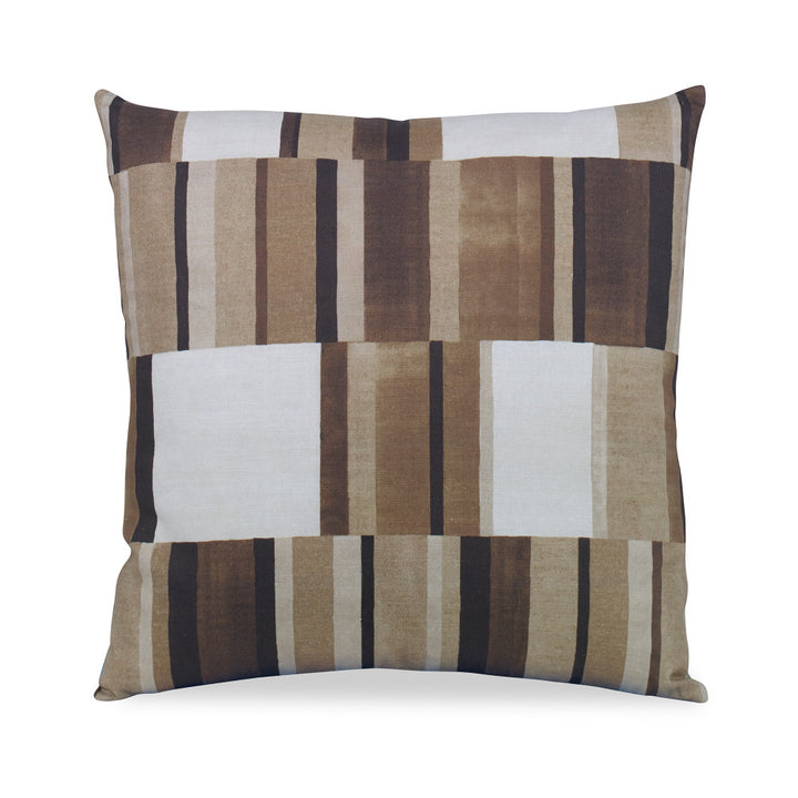 Blockstack Pillow QR-21540.HICKORY.0 by CuratedKravet CuratedKravet Measures 20"H X 20"L. A decorative accent pillow in Kravet BLOCKSTACK.416, finished with a knife edge. Sewn and finished in the USA. Features an invisible zipper. Includes a 95/5 feather/down insert. United States DRY CLEAN ONLY. </p><p>Dimensions: Length 20, Height 20, Width - Fabric Carolina -
